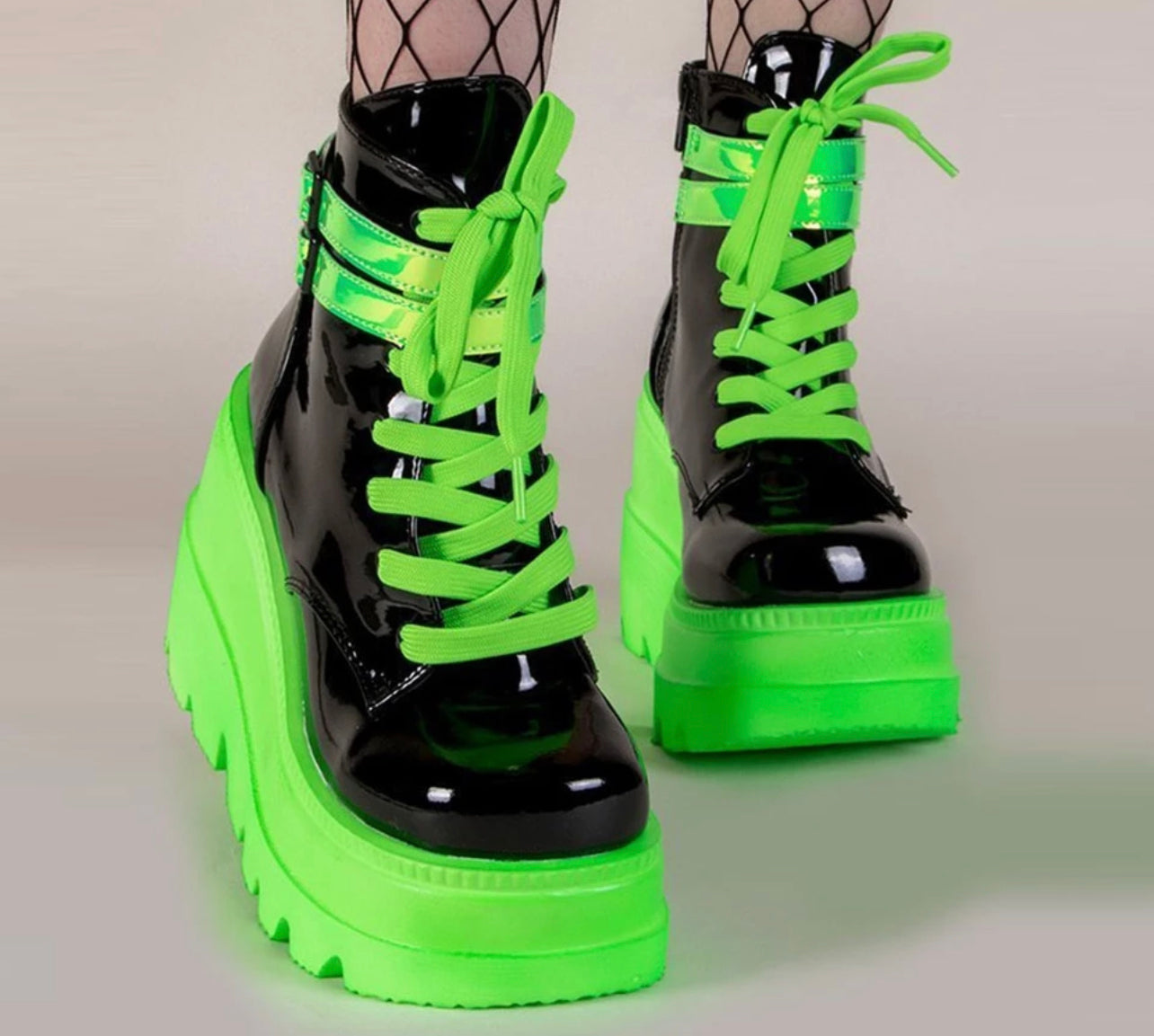 "Mean Green” Platform Ankle Boots